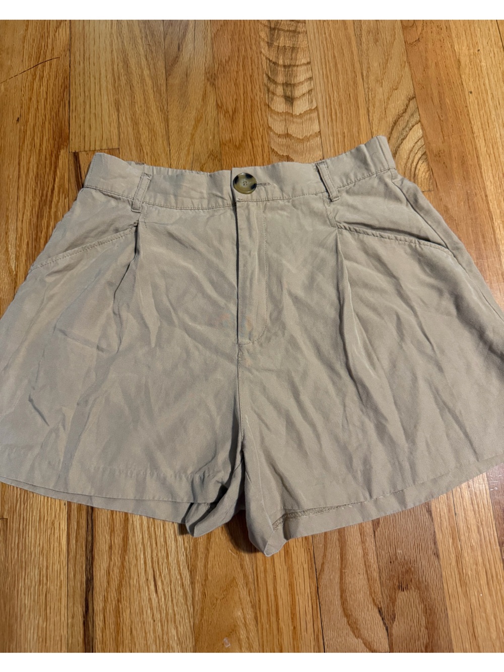 Zara High-Waist Lightweight Khaki Women’s Shorts